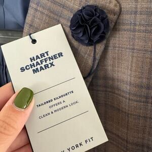 NWT Hart Schaffner Marx Blazer 44R New York Fit Brown Blue Plaid 100% Wool Sport
